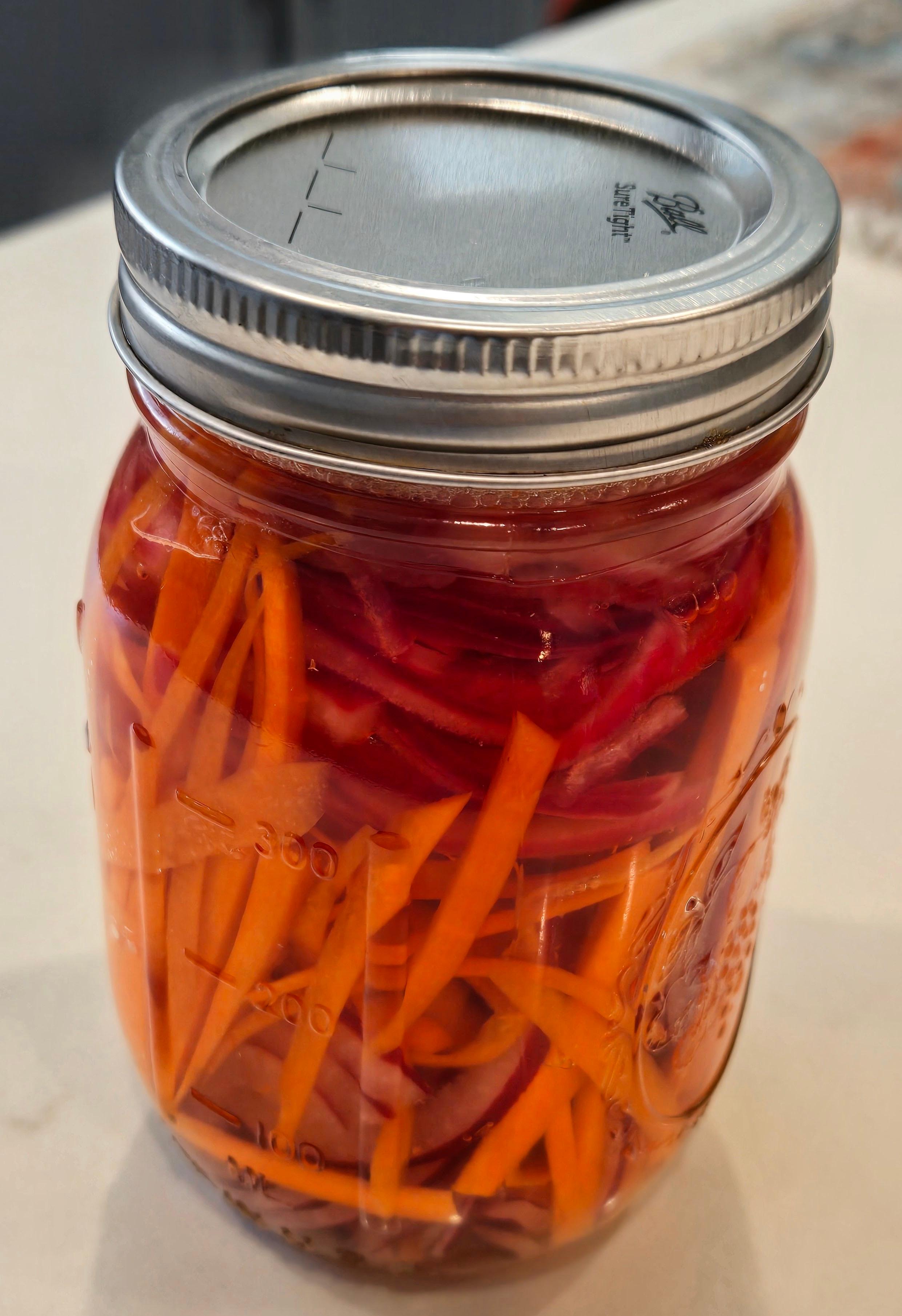 Pickled Red Onions and Carrots 